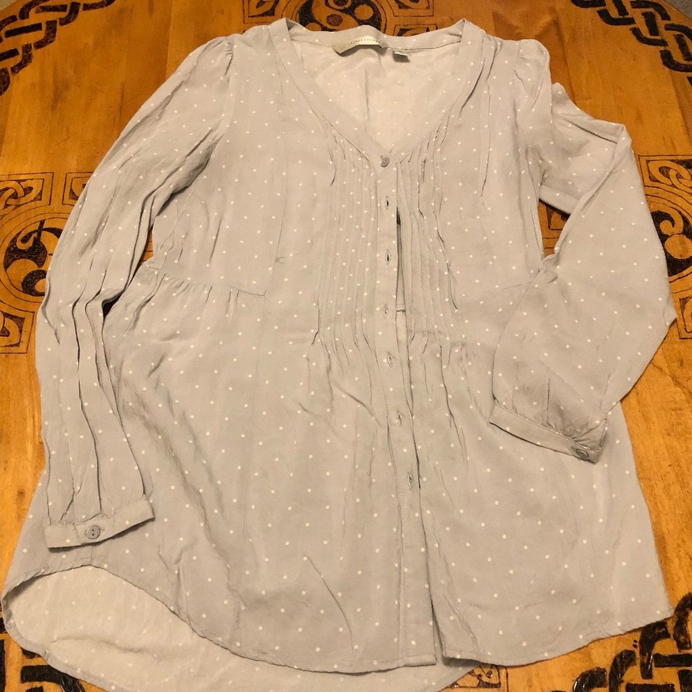 Lauren Conrad Gray Blouse with White Dots
